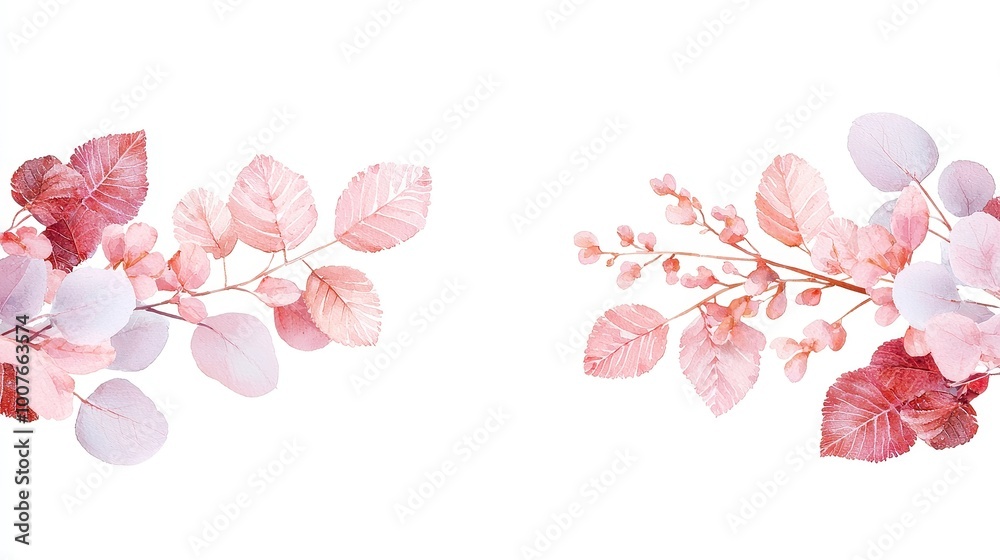 Watercolor Leaf and Branch Banner, vibrant foliage design, showcasing delicate leaves and intricate branches, perfect for invitations, decor, or artistic projects on a clean backdrop. Watercolor Leaf and Branch Banner, vibrant foliage design, showcasing delicate leaves and intricate branches, perfect for invitations, decor, or artistic projects on a clean backdrop.