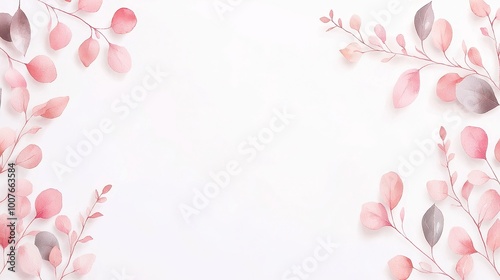 Watercolor Botanical Banner, vibrant leaves and branches gracefully arranged on a pristine white backdrop, perfect for invitations, decor, or artistic presentations.