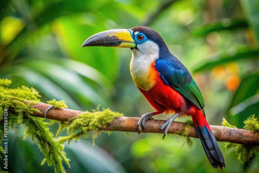 Obraz premium Magnificent national bird of the Dominican Republic perched on a branch in lush tropical surroundings