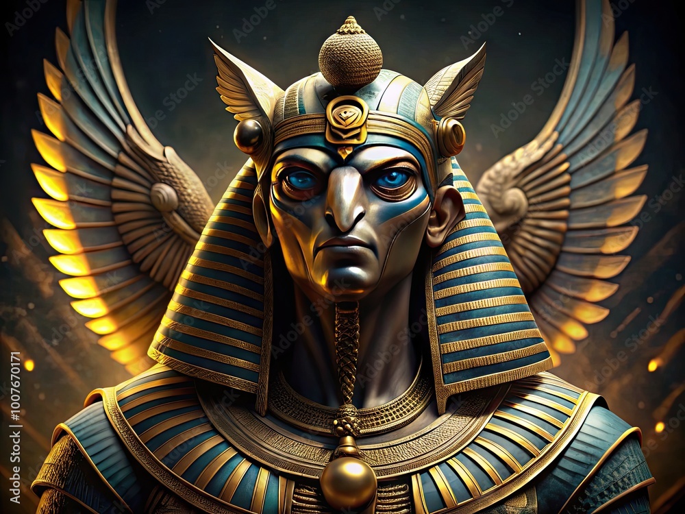 Fototapeta premium Majestic Bird-Headed Egyptian God Symbolizing Power and Protection in Ancient Mythology Artistry