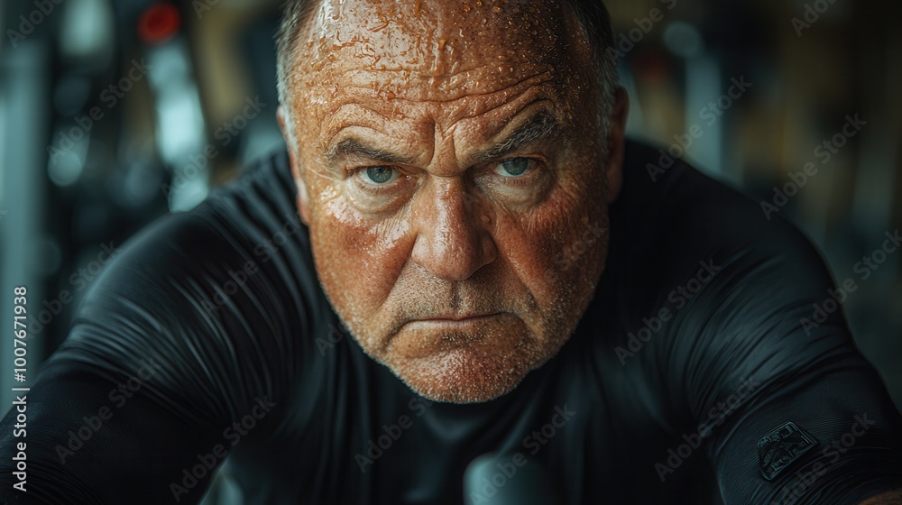 Intense Focus of a Senior Athlete in Training Intense Focus of a Senior Athlete in Training