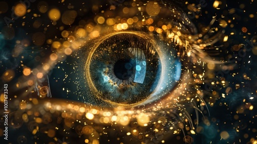 Captivating Close-Up of an Eye with Sparkling Effects