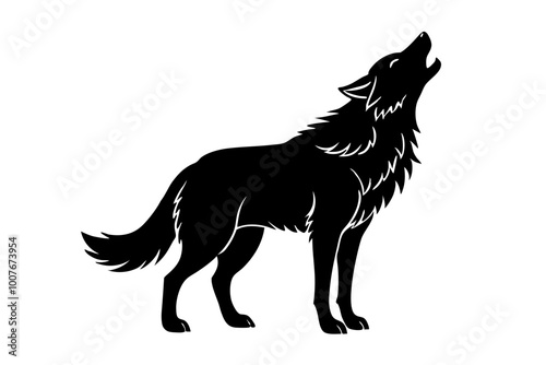  illustration of a Wolf Howling Silhouette