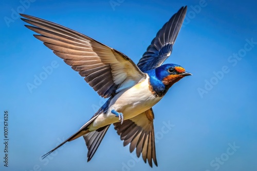 Majestic Swallow Bird in Flight Against a Clear Blue Sky Showcasing Natural Beauty and Grace