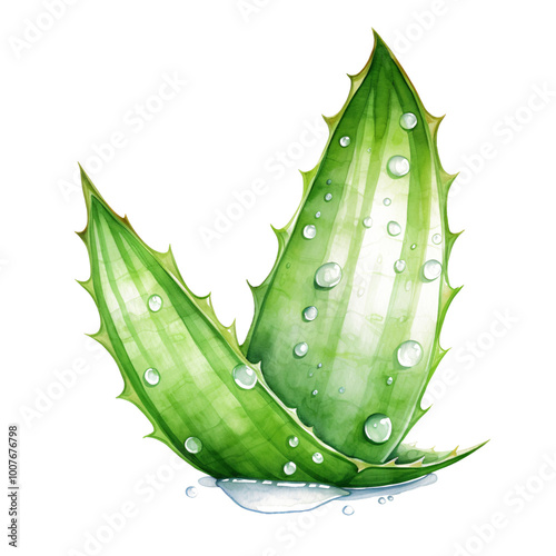  Watercolor Aloe Vera isolated on white and transparent background. photo