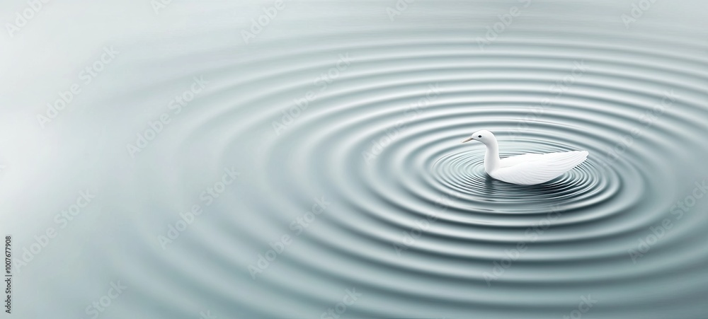 White Swan on Calm Water with Ripples White Swan on Calm Water with Ripples