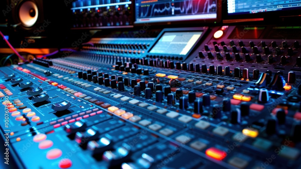 Professional Audio Mixing Console in Action Professional Audio Mixing Console in Action