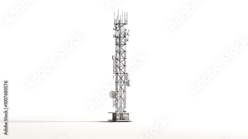 Mobile phone communication antenna tower isolated on white background