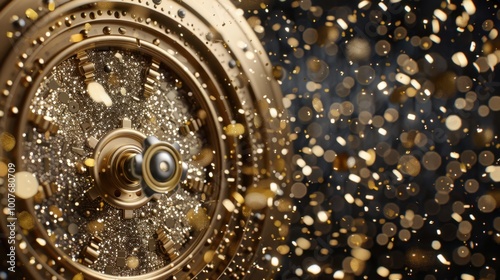 Elegant Clock with Golden Sparkles and Bokeh Effect