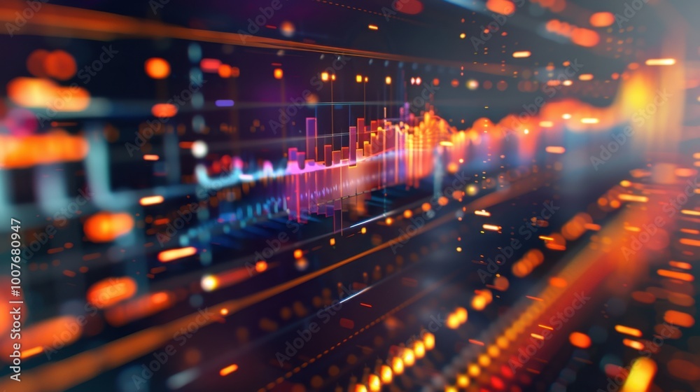 Obraz premium Colorful Digital Data Visualization with Bright Lines