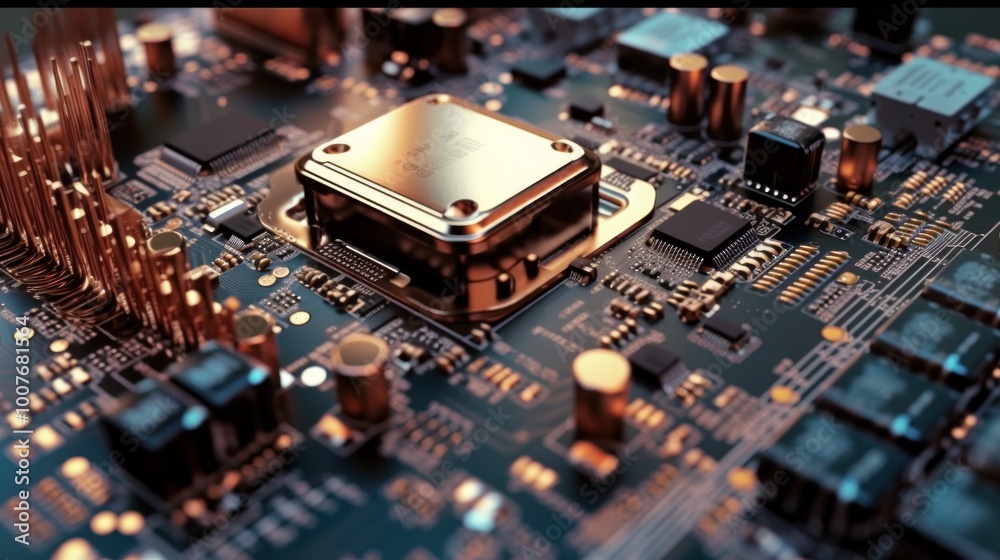 Close-up of a Microchip on a Circuit Board Close-up of a Microchip on a Circuit Board