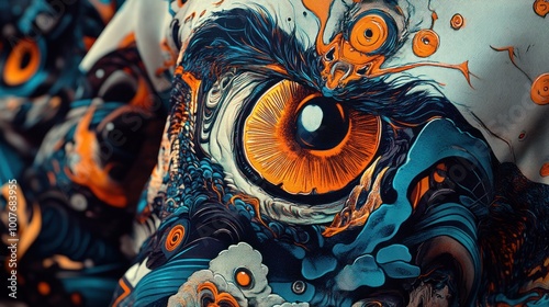 Abstract Eye Design with Blue and Orange Hues