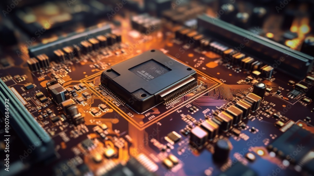Close-up of a CPU on a Circuit Board