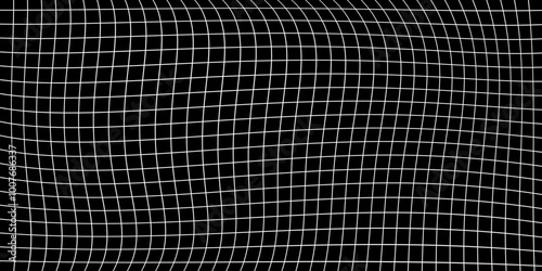 Wavy grid pattern background on white background. Black white grid background. Thin line pattern background