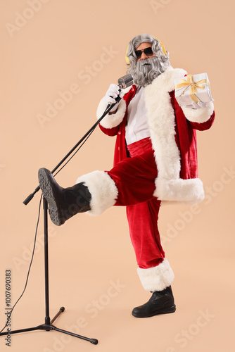 Cool Santa Claus in headpho...