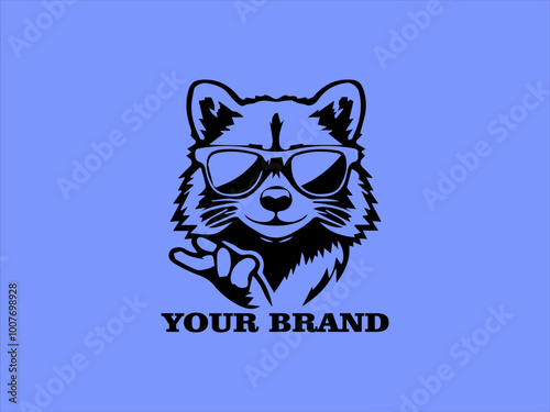 Vector Portrait of a Funny Raccoon, Raccoon Wearing Sunglasses Raccoon Logo Design Cute Raccoon Character
