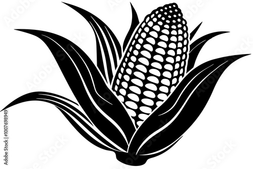 corn  silhouette,  Corn icon isolated on white background