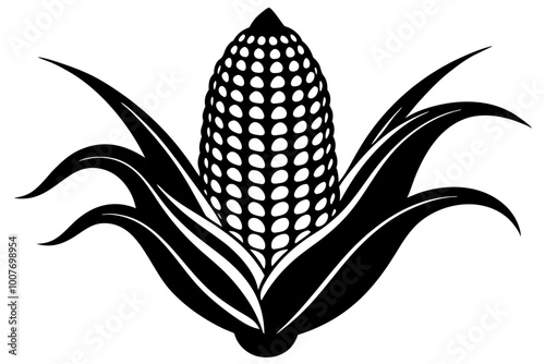 corn silhouette, Corn icon isolated on white backgroun