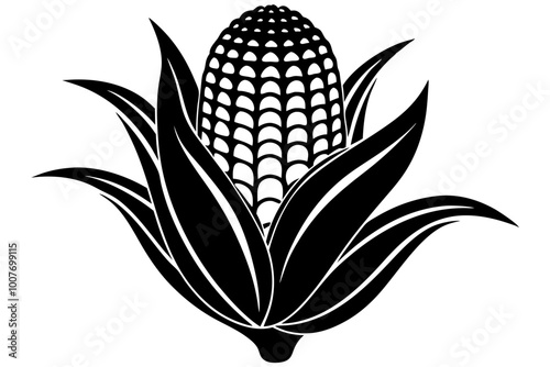 corn silhouette, Corn icon isolated on white backgroun