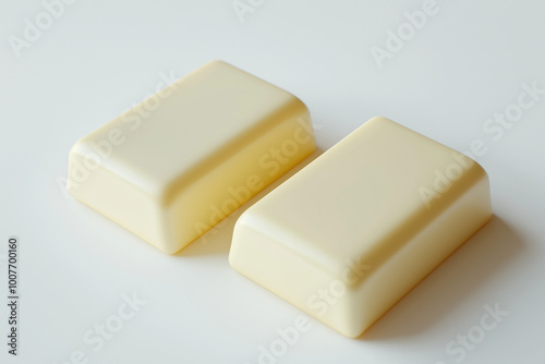  Of two white chocolate bars, isolated, white background. AI generation. 