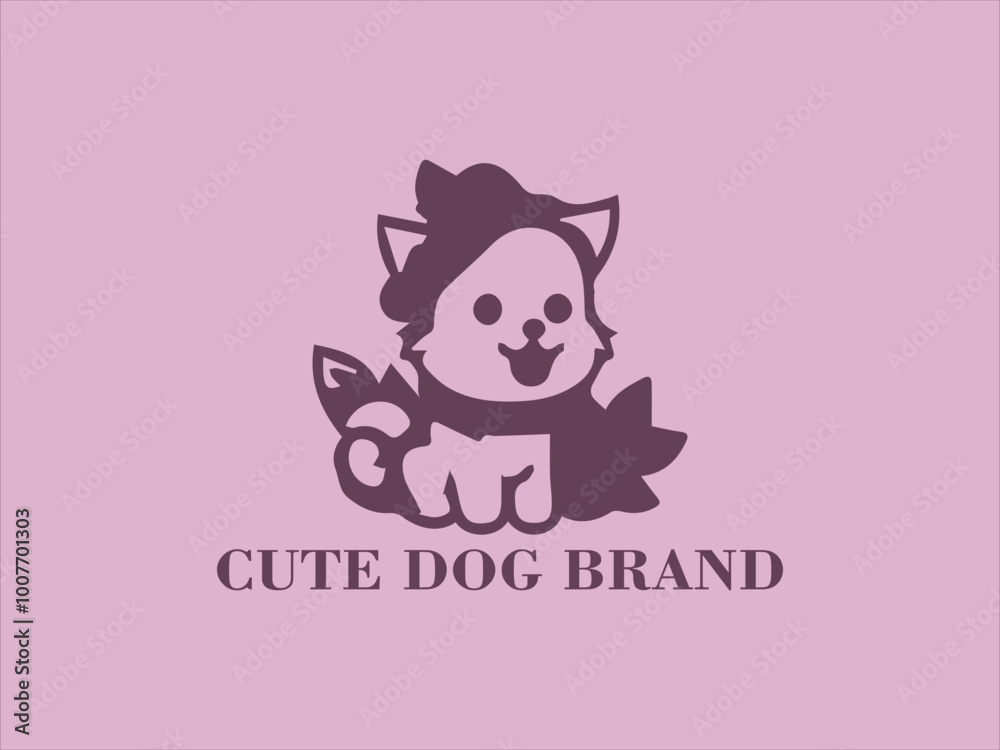 Cute Autumn Dog Vector Logo, Illustration of Dog Playing on Leaves, Winter Dog Character Design Cute Autumn Dog Vector Logo, Illustration of Dog Playing on Leaves, Winter Dog Character Design