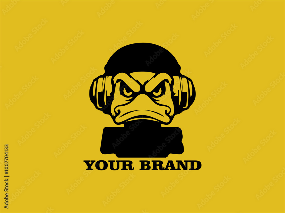 Angry Duck Head Vector Logo for Esports, Angry Duck Illustration in Black and Yellow Colors, Fighting Duck Icon for Esports Team Angry Duck Head Vector Logo for Esports, Angry Duck Illustration in Black and Yellow Colors, Fighting Duck Icon for Esports Team