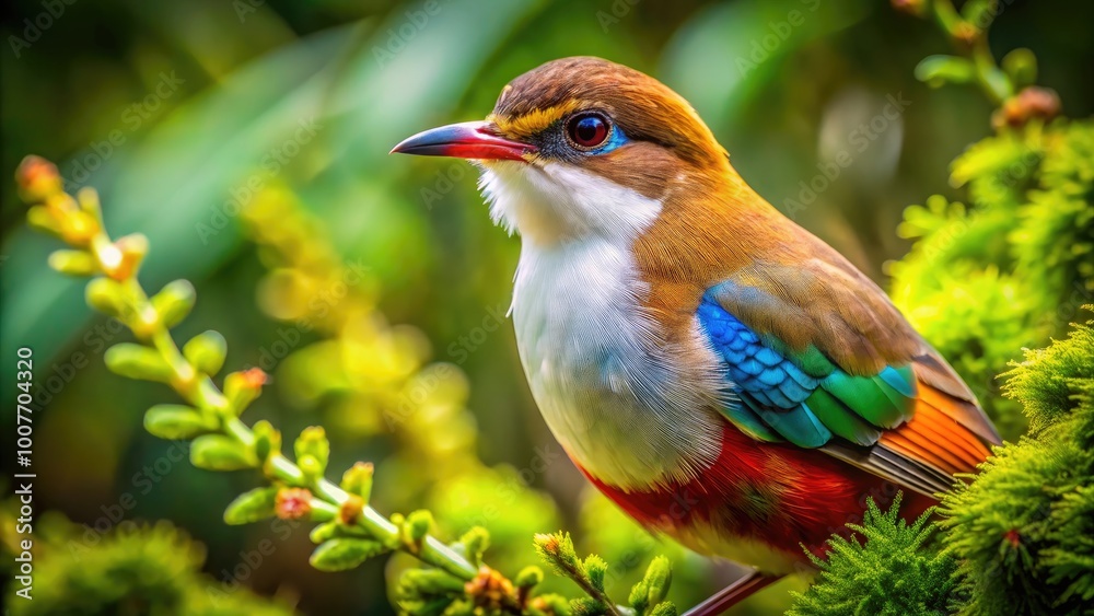 Obraz premium Stunning Huilota Bird Perched Gracefully Among Lush Greenery in Natural Habitat Setting