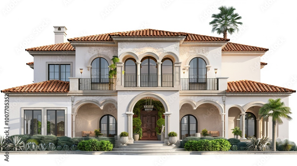 Arched Windows and Terracotta Roof: Defining Luxurious Mediterranean Style Villa Arched Windows and Terracotta Roof: Defining Luxurious Mediterranean Style Villa