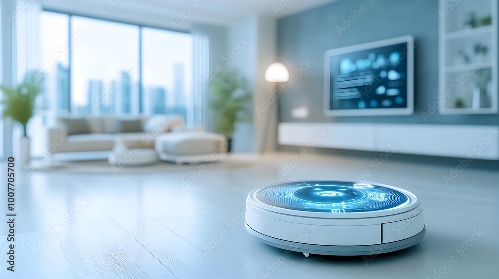 Cutting-Edge Futuristic Smart Home Device Showcased in Modern Minimal Interior Design
