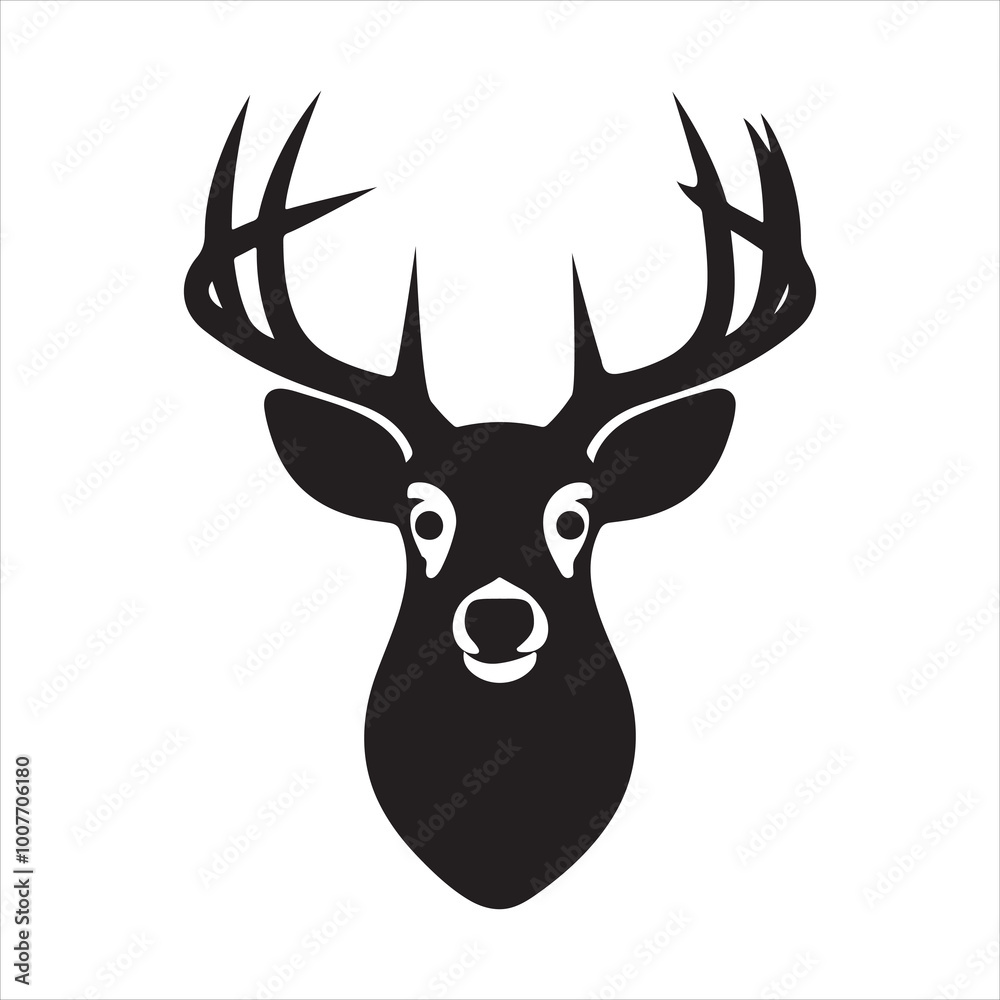 Naklejka premium Deer head Vector silhouette illustration