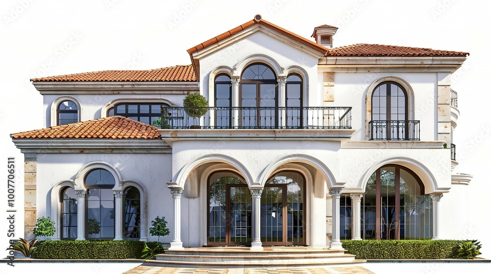 Mediterranean Villa Design: Luxurious with Arched Windows and Terracotta Roof Mediterranean Villa Design: Luxurious with Arched Windows and Terracotta Roof