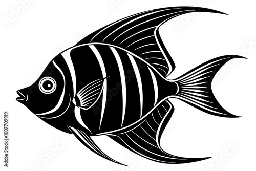 angelfish silhouette vector illustration white background