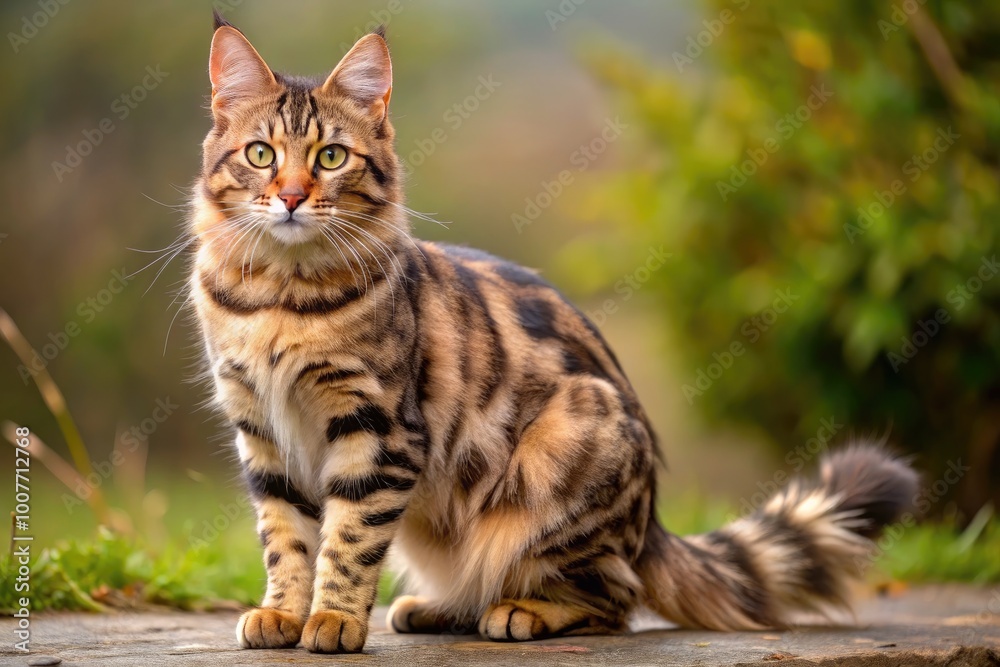 Unique Cat Fur Pattern Showcasing Distinctive Stripes and Spots in Beautiful Natural Colors