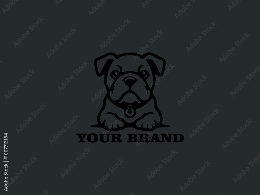 Pet Character Design, Bulldog Puppy Vector Logo, Cute Bulldog with Hilarious Expression Pet Character Design, Bulldog Puppy Vector Logo, Cute Bulldog with Hilarious Expression
