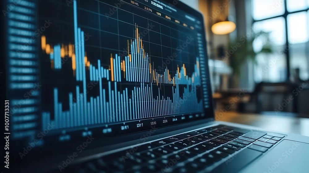 Financial Data Visualization on Laptop Screen Financial Data Visualization on Laptop Screen