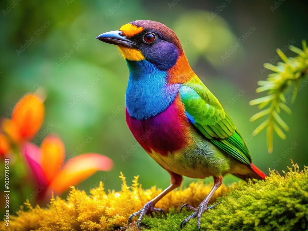 Vibrant Bird Displaying a Colorful Beak in a Lush Natural Environment Captured in Stunning Detail Vibrant Bird Displaying a Colorful Beak in a Lush Natural Environment Captured in Stunning Detail