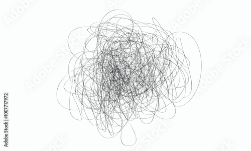 Chaotic tangled line element isolated on white background. hand drawn chaos line. random irregular intersecting lines.eps8