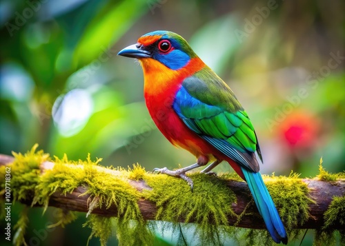 Vibrant Cara Cara Bird Perched on Branch Showcasing Colorful Plumage in Natural Habitat Setting