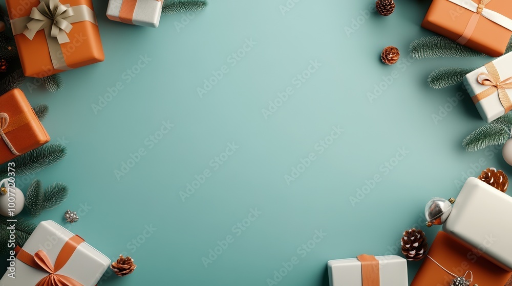 Colorful gift boxes arranged, creating a festive atmosphere on a blue background. Colorful gift boxes arranged, creating a festive atmosphere on a blue background.