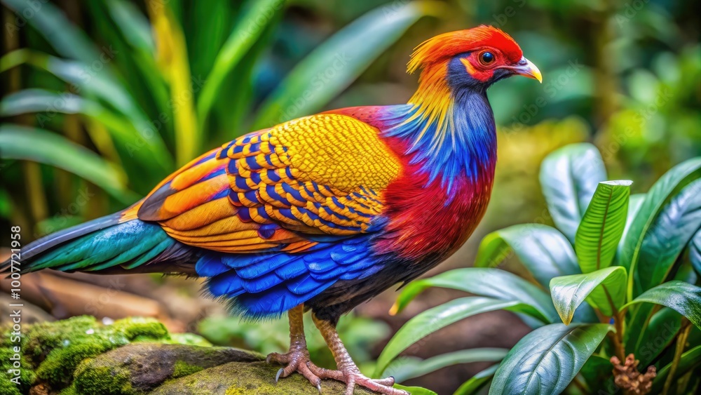 Fototapeta premium Vibrant Guinea Bird in Natural Habitat Showcasing Unique Plumage and Captivating Colors in Nature