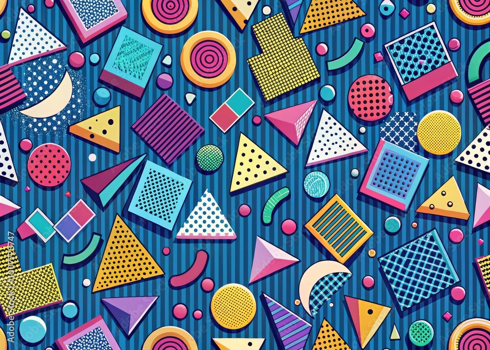 Vibrant Memphis Retro Patterns and Geometric Shapes for Creative Design and Artistic Backgrounds Vibrant Memphis Retro Patterns and Geometric Shapes for Creative Design and Artistic Backgrounds