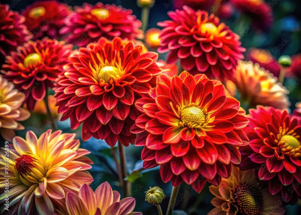 Vibrant Red and Gold Flowers in Bloom Creating a Stunning Floral Display in Natural Light Vibrant Red and Gold Flowers in Bloom Creating a Stunning Floral Display in Natural Light