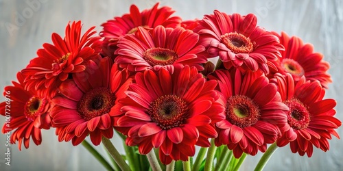 Vibrant Red Gerbera Daisy Bouquet on a Light Background for Floral Decoration and Celebration