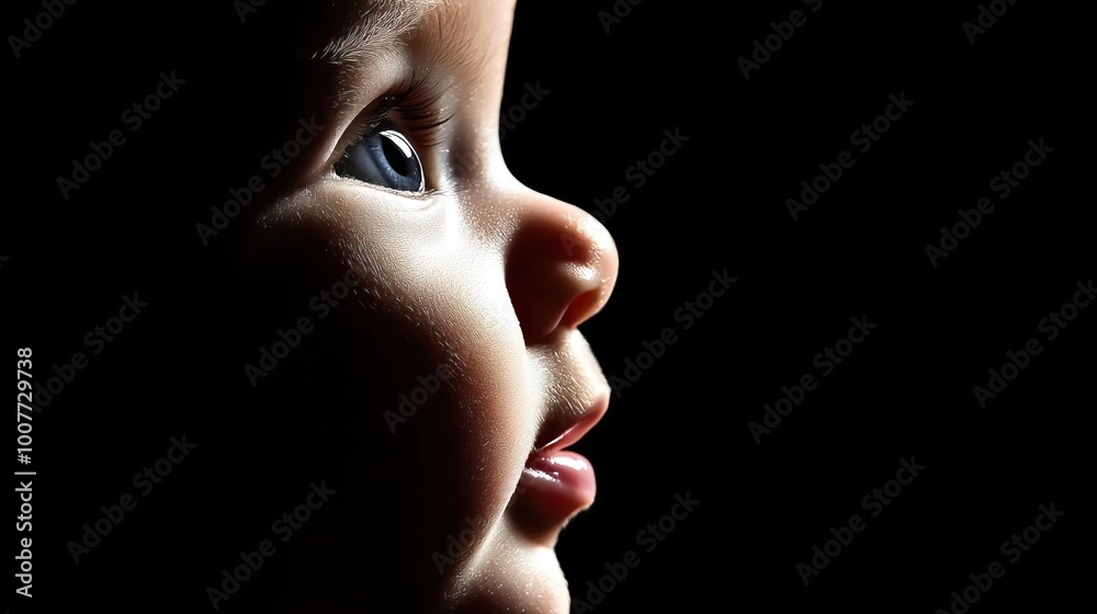 Fototapeta premium Profile of a little baby, symbolizing innocence, joy, and new beginnings..