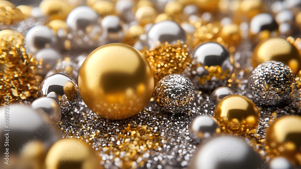 New Year’s Eve party decorations featuring a gold and silver theme with festive balloons, confetti, and a vibrant celebratory atmosphere New Year’s Eve party decorations featuring a gold and silver theme with festive balloons, confetti, and a vibrant celebratory atmosphere