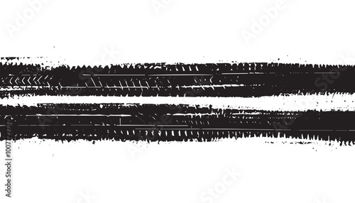 Black Tire Marks on White Background: Horizontal Stripes, Tread Marks, Rubber Imprints, and Signs of Wear