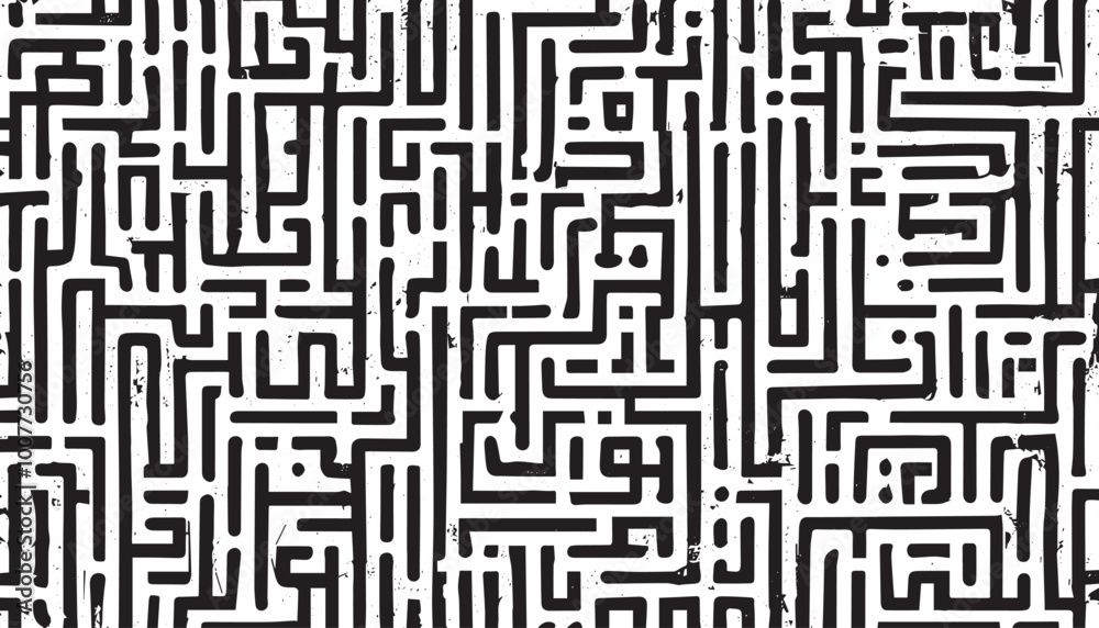 Seamless Maze Pattern with Charcoal Black Lines: Modern Stylish Texture with Hand-Drawn Labyrinth Geometric Ornament. Intricate Scribbles Texture in Black and White Vector Background Seamless Maze Pattern with Charcoal Black Lines: Modern Stylish Texture with Hand-Drawn Labyrinth Geometric Ornament. Intricate Scribbles Texture in Black and White Vector Background
