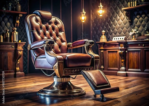 Vintage Barber Chair in Classic Style with Rich Upholstery and Elegant Design for Retro Barbershops photo