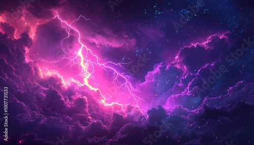 Electric Lightning Warrior - Dynamic figure exuding power in vibrant stormy close-up illustration