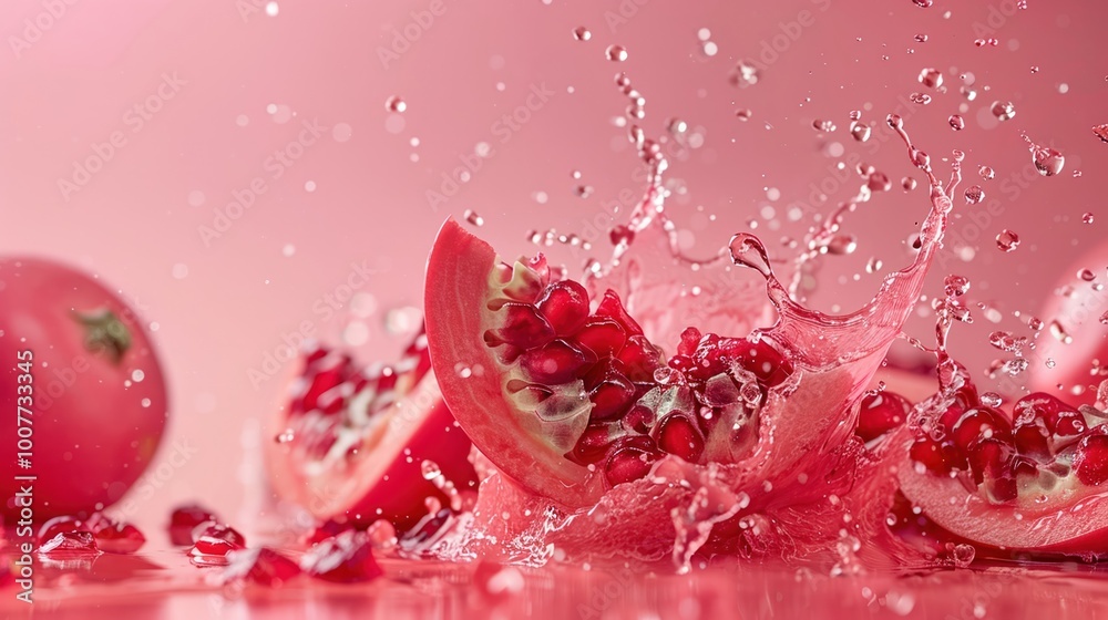 Levitating and splashing pear slices separated